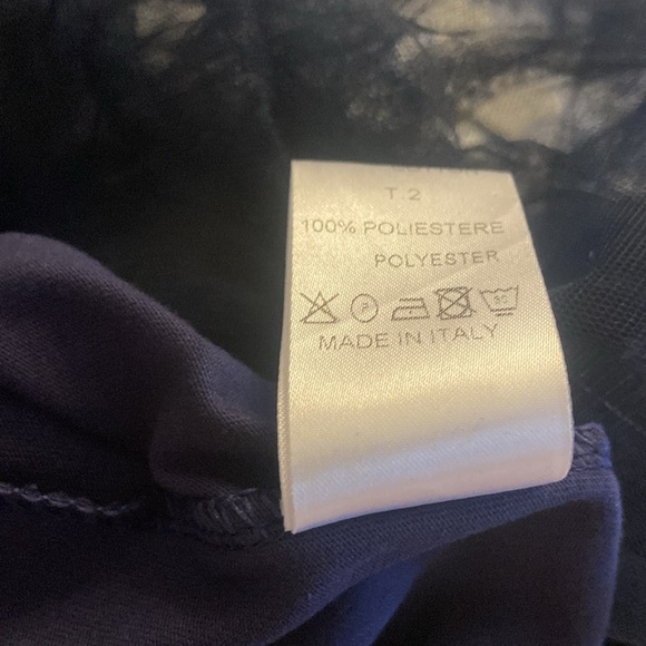 Koas Italy Asymmetrical Navy Tulle Dress Lace Trim Sz S - Picture 8 of 8